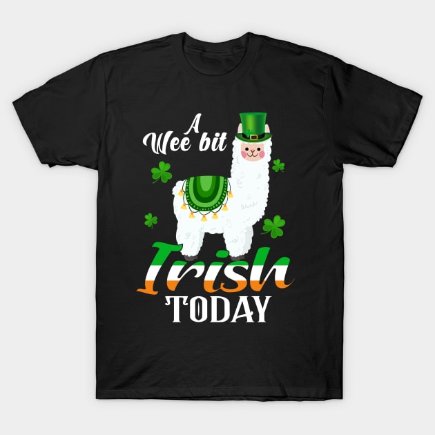 A Wee Bit Irish Today Llama St Patrick's Day T-Shirt by Manonee